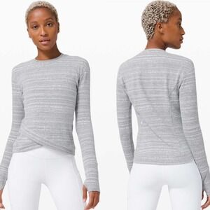 Lululemon Close To Crossing Rulu Long Sleeve Sweater Grey Womens 4 Running‎ Top